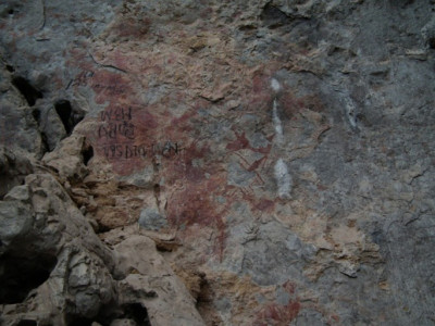 รอยขีดเขียนทับภาพเขียนสีก่อนประวัติศาสตร์ ภาพเขียนสีกลุ่มที่ 3<br>