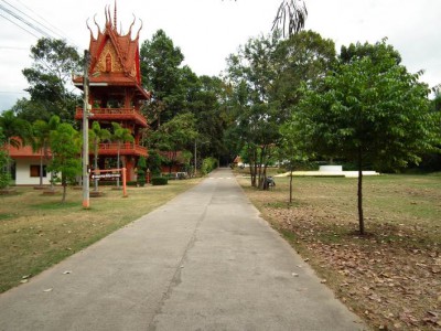 <br>เนินดินด้านทิศตะวันออกของวัดบ้านก้านเหลือง เป็นที่ตั้งของหลุมขุดค้นทางโบราณคดี (ถ่ายจากด้านทิศตะวันตก)
