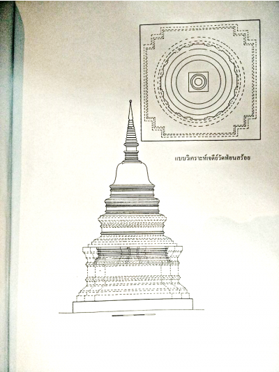 <br>แบบสันนิษฐานเจดีย์วัดฟ่อนสร้อย (โบราณนุรักษ์, ห้างหุ้นส่วนจำกัด 2546)