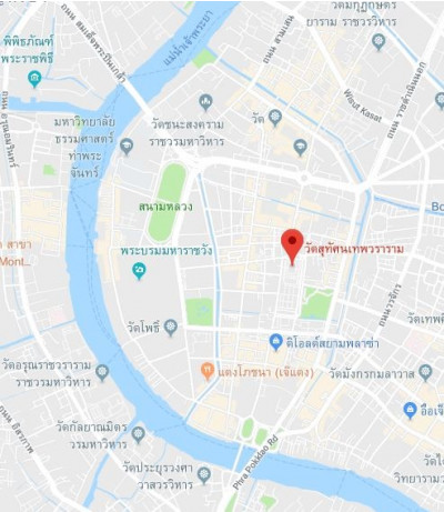 <br>แผนที่แสดงตำแหน่งที่ตั้งวัดสุทัศนเทพวราราม (ที่มา : https://www.google.co.th/maps)
