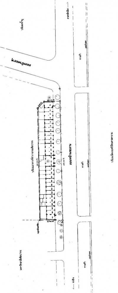 <br>แผนผังตึกแถวถนนหน้าพระลาน เขียนเมื่อ พ.ศ.2543 (ที่มา : กลุ่มทะเบียนโบราณสถานและสารสนเทศ สำนักโบราณคดี กรมศิลปากร)
